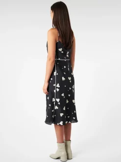 Marni - Silk Slip Dress with Bunch of Hearts Print in Black