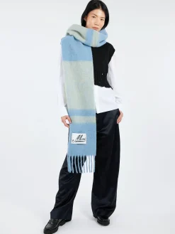 Marni - Striped Alpaca-Mohair Scarf in Lake