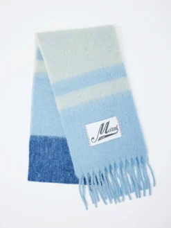 Marni - Striped Alpaca-Mohair Scarf in Lake