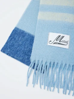 Marni - Striped Alpaca-Mohair Scarf in Lake