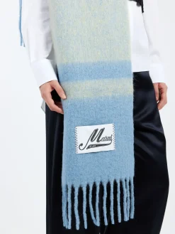 Marni - Striped Alpaca-Mohair Scarf in Lake