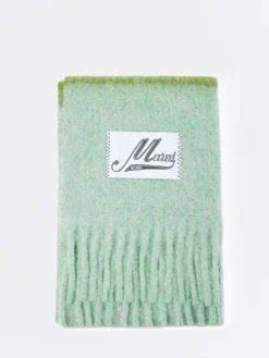 Marni - Striped Alpaca-Mohair Scarf in Kiwi