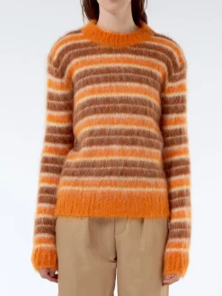 Marni - Striped Mohair and Wool Sweater in Clay