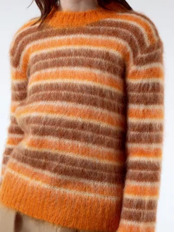 Marni - Striped Mohair and Wool Sweater in Clay