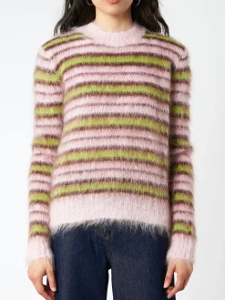 Marni - Striped Mohair and Wool Sweater in Quartz
