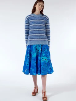 Marni - Striped Mohair and Wool Sweater in Iris Blue