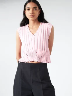 Marni - V Neck Sweater Vest in Pink Gummy
