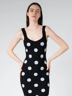 Marni - Viscose Sheath Dress with Polka Dots in Black and White