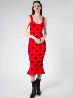 Marni - Viscose Sheath Dress with Polka Dots in Tulip Black