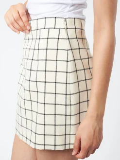 Marni - Wool Check Mini Skirt in Stone White