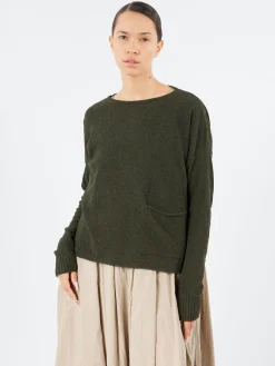 Ma'ry'ya - YPK003 Crewneck with Pocket in Moss Green