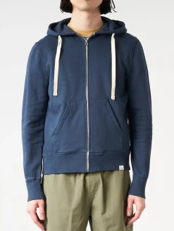 Merz b. Schwanen - Hooded Zip Up in Denim Blue