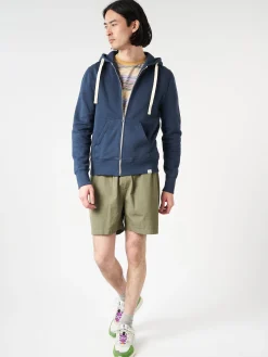 Merz b. Schwanen - Hooded Zip Up in Denim Blue