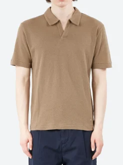 Merz B. Schwanen - LINEN02 Polo Shirt in Faded Grain
