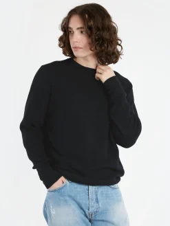Merz b. Schwanen - Ribbed Merino Crewneck in Black