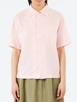 Merz b. Schwanen - SHIRT09LP Short Sleeve Poplin Shirt in Faded Peach