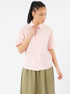 Merz b. Schwanen - SHIRT09LP Short Sleeve Poplin Shirt in Faded Peach
