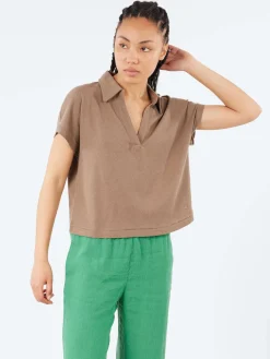 Merz b. Schwanen - WLINEN03 Polo Shirt in Faded Grain