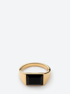 Miansai - Lennox Onyx Ring in Black Gold