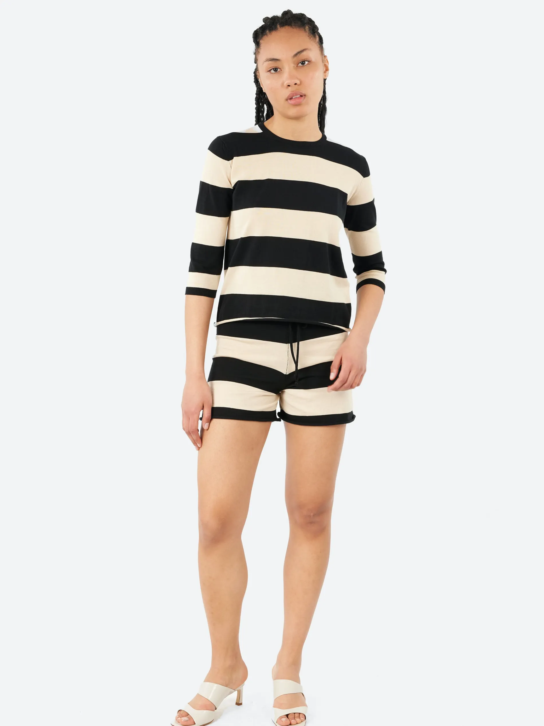 MJ Watson - 2519 3/4 Sweater in Black and Oat