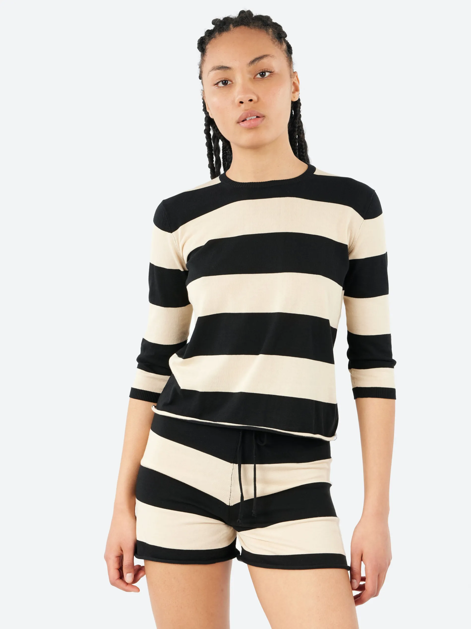 MJ Watson - 2519 3/4 Sweater in Black and Oat