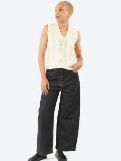 MJ Watson - 2557 Cable Knit Vest in Natural