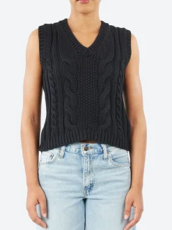 MJ Watson - 2557 Cable Knit Vest in Black
