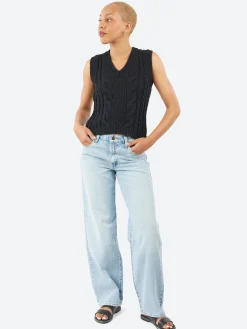 MJ Watson - 2557 Cable Knit Vest in Black