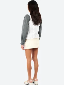 MJ Watson - 2557 Cable Knit Vest in White