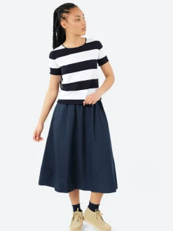 MJ Watson - 2518 S/S Sweater in Navy and White