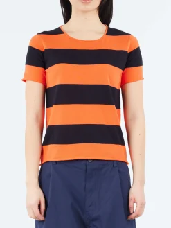 MJ Watson - 2518 S/S Sweater in Flame and Navy