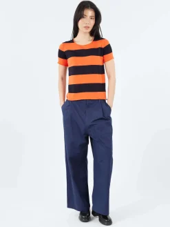 MJ Watson - 2518 S/S Sweater in Flame and Navy