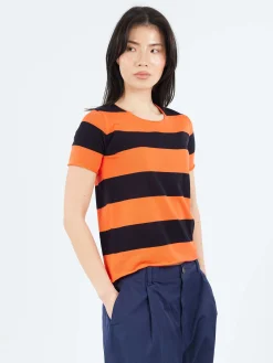 MJ Watson - 2518 S/S Sweater in Flame and Navy