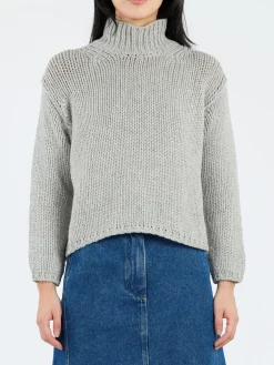 MJ Watson - Chunky Cashmere Blend Turtleneck in Light Grey