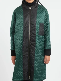 MM6 - Reversible Quilted Coat in Black and Green