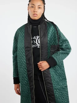MM6 - Reversible Quilted Coat in Black and Green