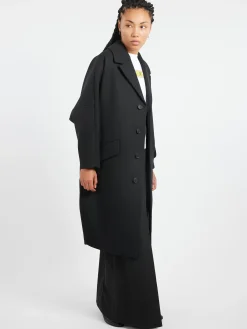 MM6 - Wool Gabardine Coat in Black