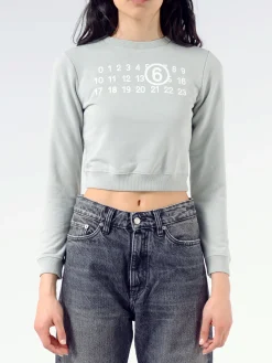 MM6 Maison Margiela - Logo Cropped Sweatshirt in Sage