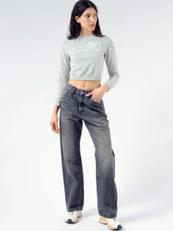 MM6 Maison Margiela - Logo Cropped Sweatshirt in Sage