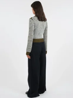 MM6 Maison Margiela - Striped Cardigan in Kaki and Off White