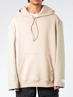 MM6 Maison Margiela - Sweatshirt with Contrasting Sleeves in Beige/Stone