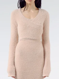 MM6 Maison Margiela - V-Neck Cropped Sweater in Alba