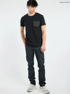 Naked & Famous - Black and Triple Yarn Twist Brushed Flannel Pocket Tee