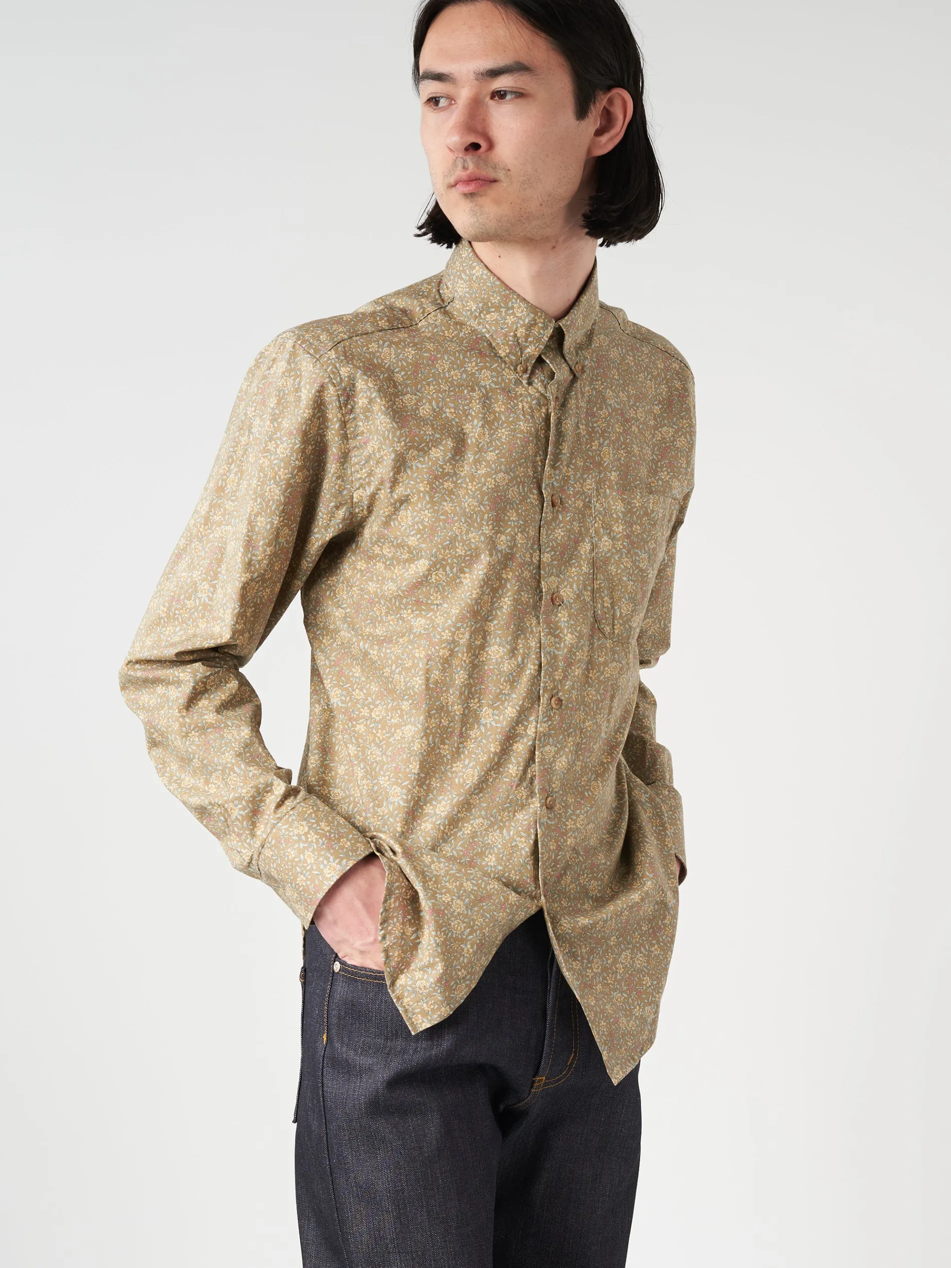 Naked & Famous - Easy Shirt Bell Flowers in Cinnamon