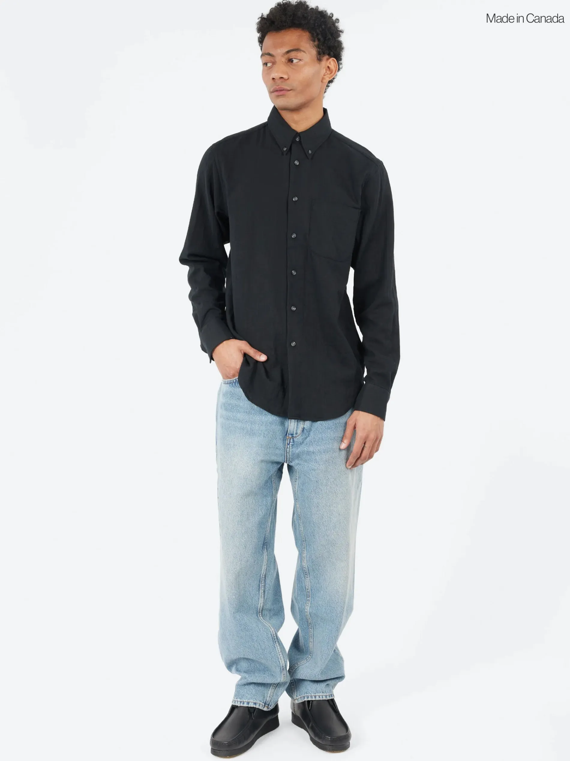 Naked and Famous - Double Weave Slub Gauze Easy Shirt in Black