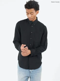 Naked and Famous - Double Weave Slub Gauze Easy Shirt in Black