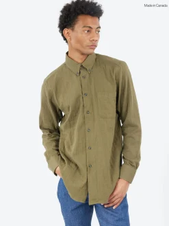 Naked and Famous - Double Weave Slub Gauze Easy Shirt in Juniper
