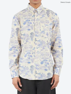 Naked and Famous - Linen Cats Easy Shirt in Blue