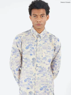 Naked and Famous - Linen Cats Easy Shirt in Blue