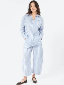 Neirami - Over V-Neck Blouse in Riga Sky